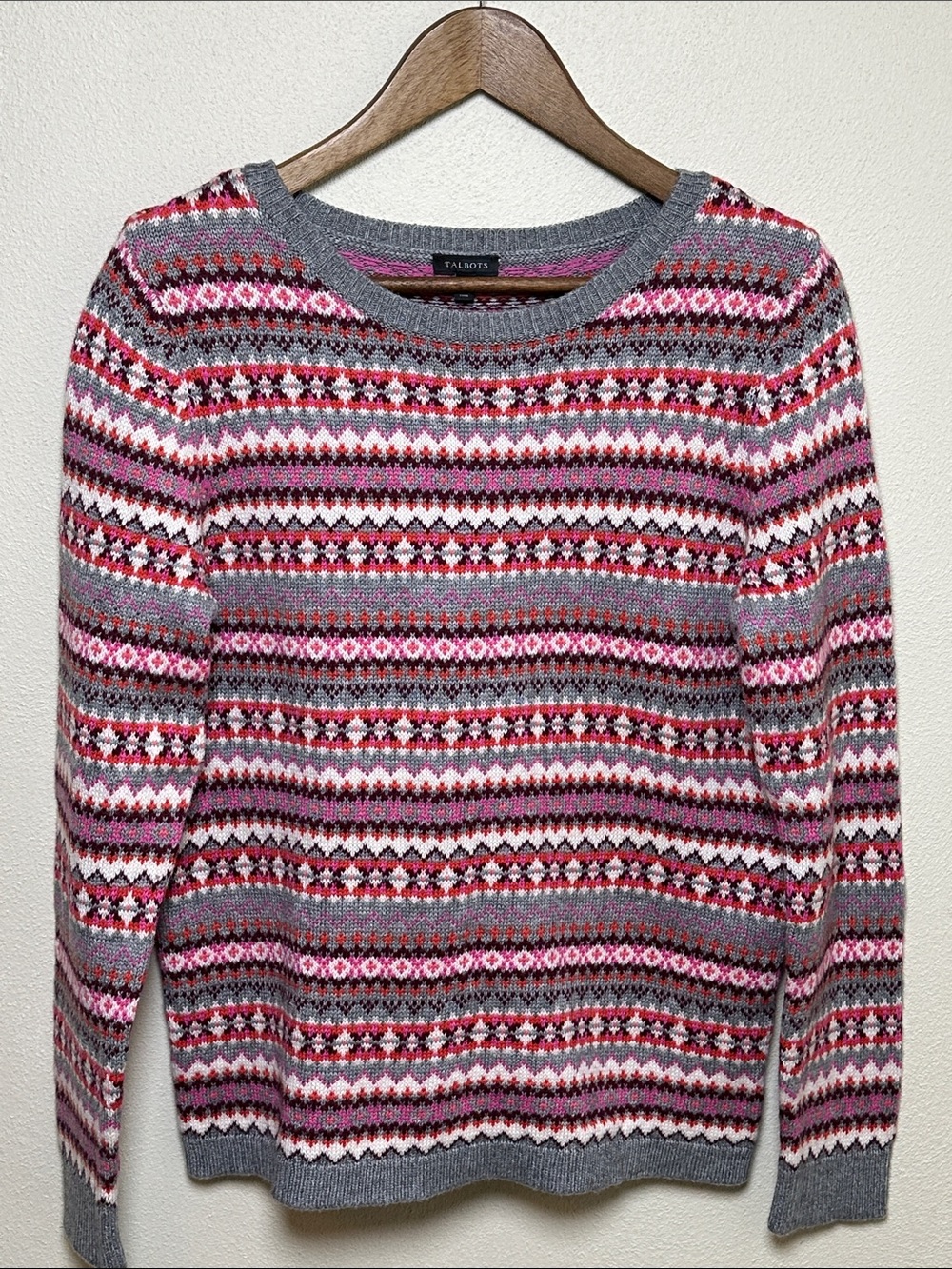 Talbots Fair Isle Crewneck Sweater Sz M